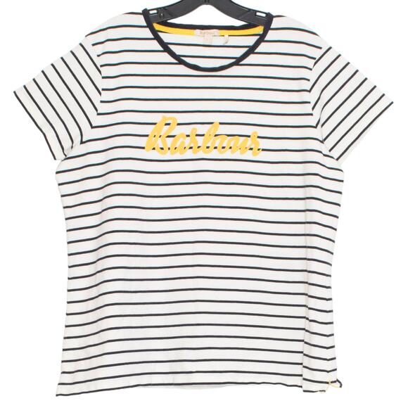 Barbour Womens Top Kielder Tee Spell Out Preppy Nautical Retro Casual Stripe 14 - Picture 1 of 5
